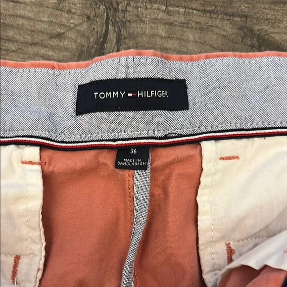 Tommy Hilfiger Flat Front Orange Summer Shorts - Picture 2 of 5